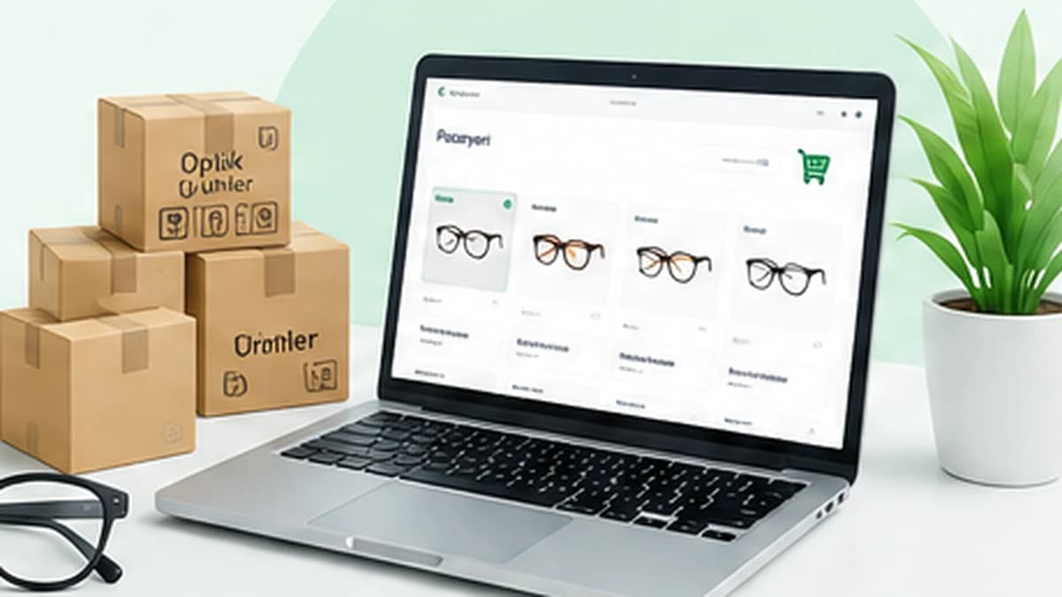 Optik ürünleri, paketler ve çevrim içi satış ekranı